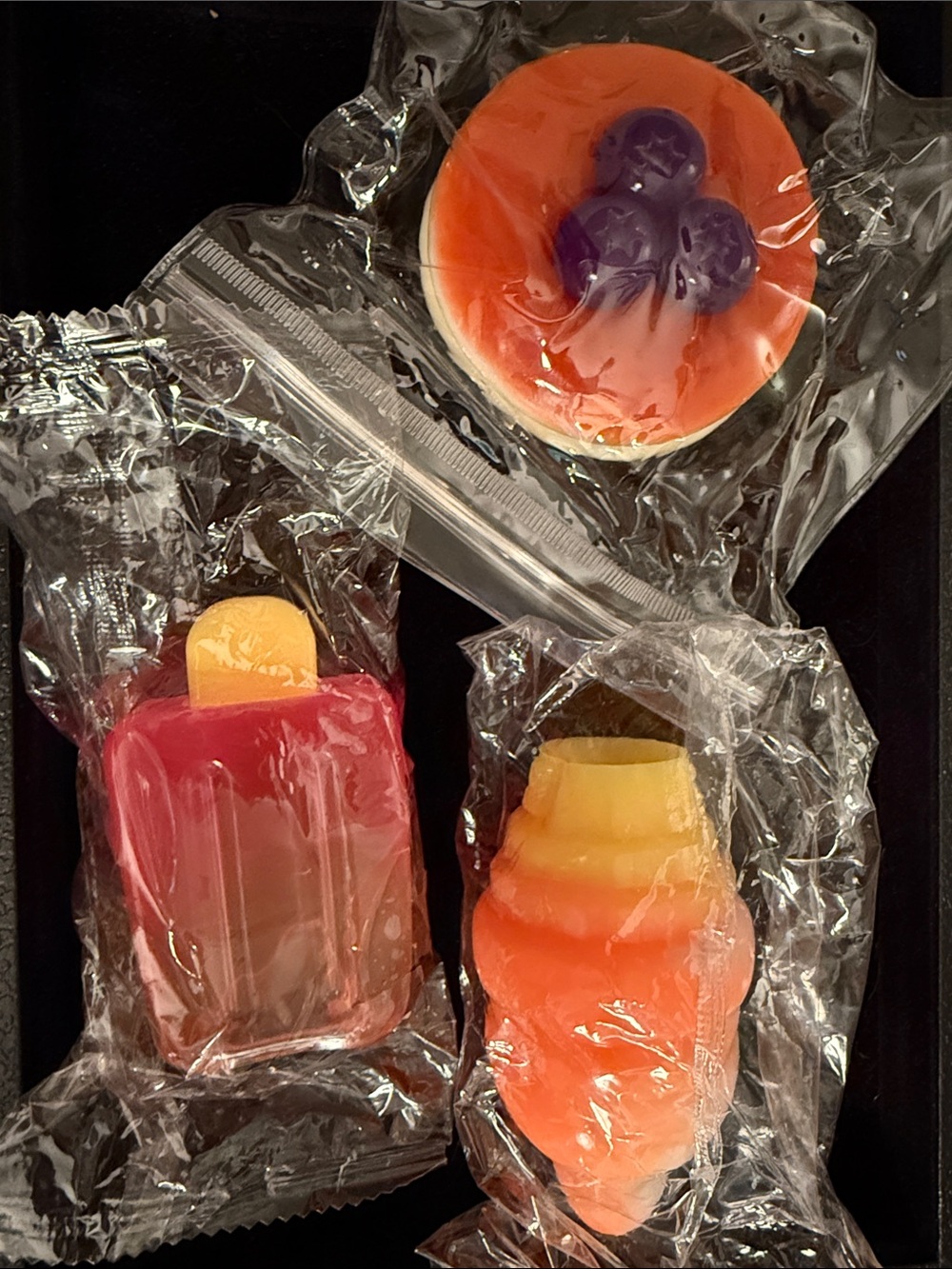 Squishy Popsicle, Ice Cream Cone & Blueberry Pancake Trio - Orange, Pink, Purple